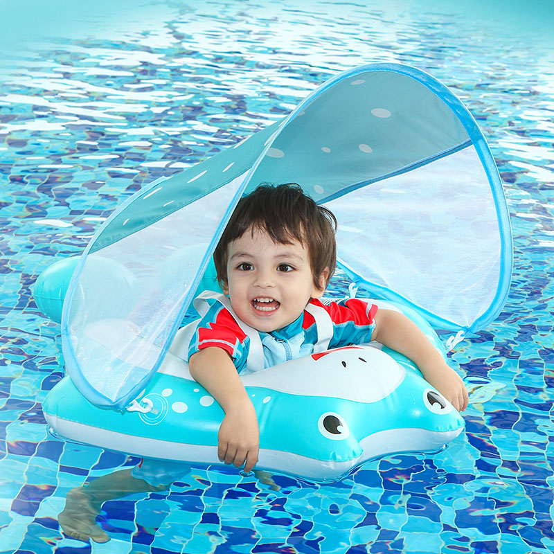 Baby Pool Float with Canopy UPF50+ Sun Protection