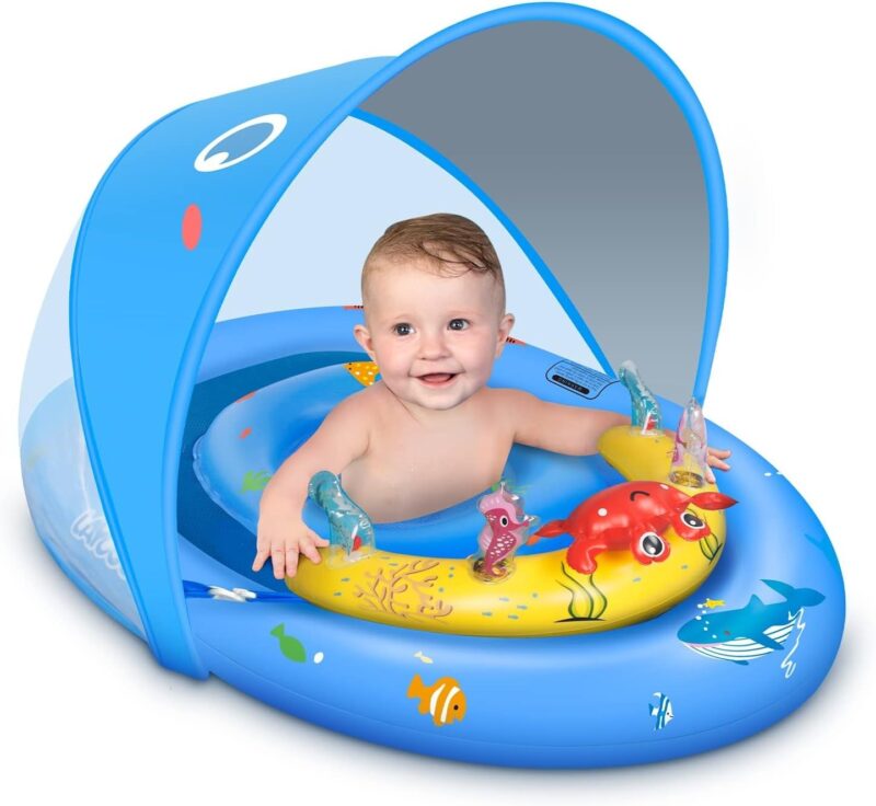 Pool Baby Float with Canopy UPF50+ Sun Protection