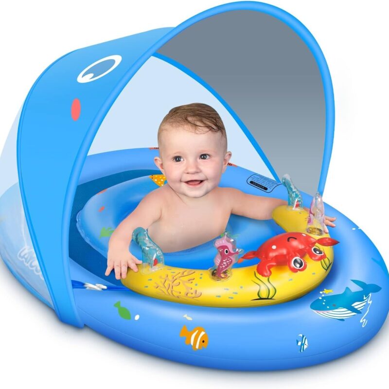Pool Baby Float with Canopy UPF50+ Sun Protection