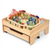 100 Pieces Wooden Train Set Table with Storage Drawer