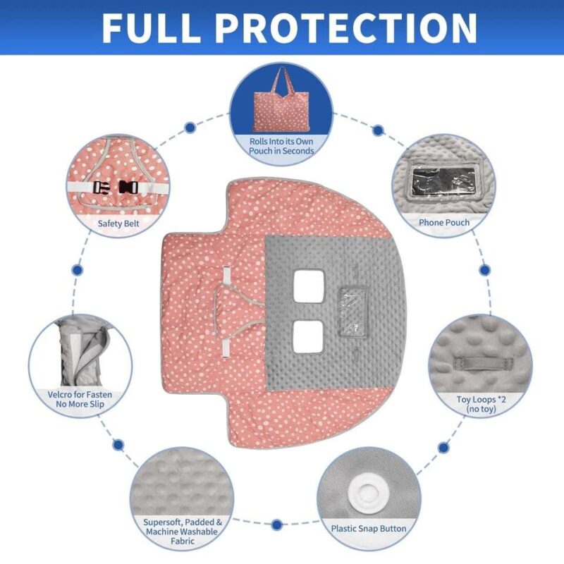 2-in-1 Pink Shopping Cart Cover for Baby Portable - Image 4
