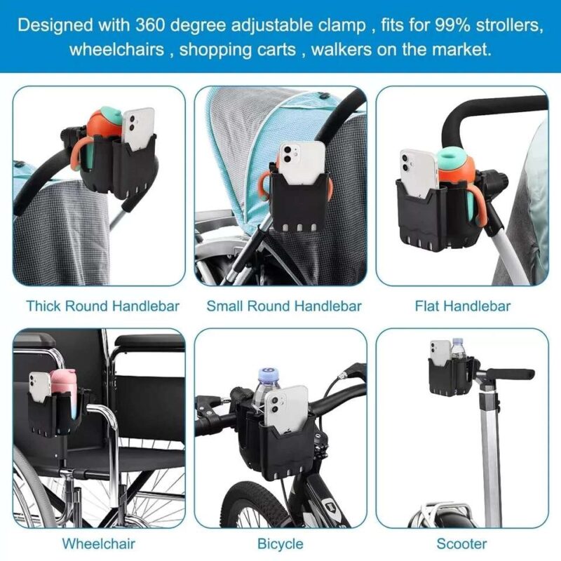 2 in1 Stroller Cup Holder for Wheelchair Bike - Image 6