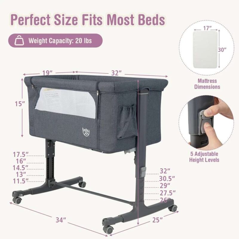 3-in-1 Baby Doll Crib with 5 Adjustable Heights - Image 7