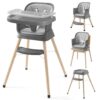 3-in-1 Baby Wooden High Chair with Cushion Grey