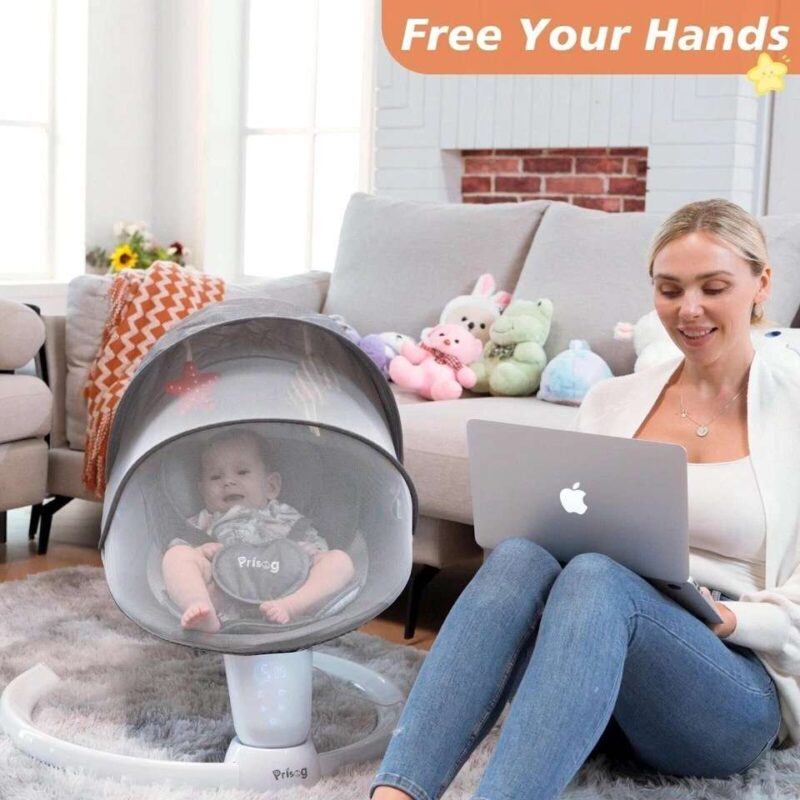 5 Adjustable Speeds Baby Rocker Swing with Remote - Image 4