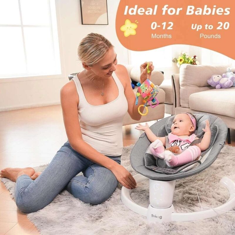 5 Adjustable Speeds Baby Rocker Swing with Remote - Image 8