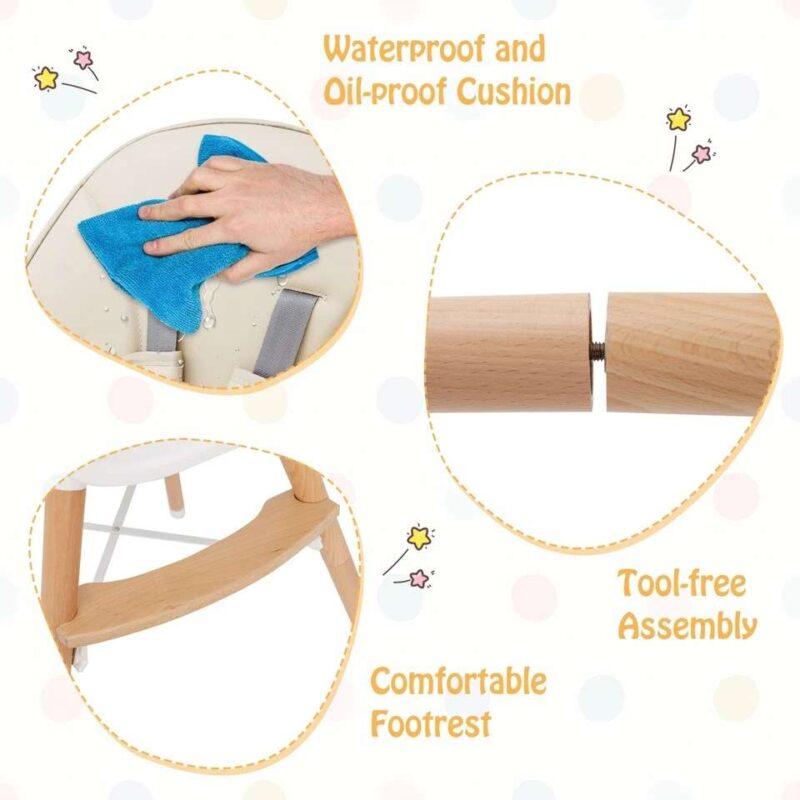 Wooden High Chair Newborn Feeding Chair - Image 5