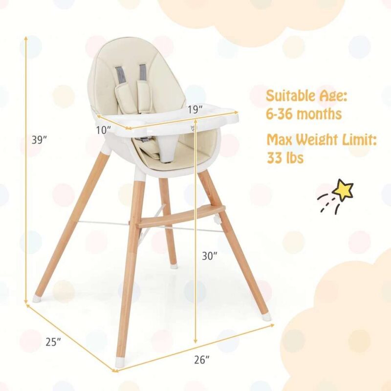 Wooden High Chair Newborn Feeding Chair - Image 3