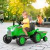 2-in-1 12V Remote Control Tractor Ride On with Trailer