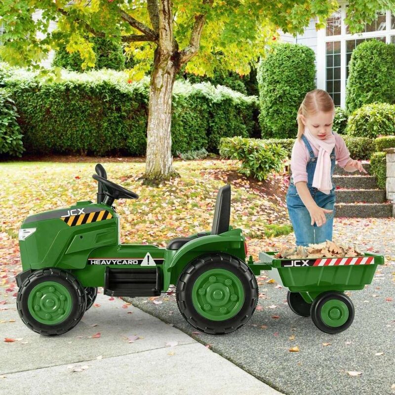 2-in-1 12V Remote Control Tractor Ride On with Trailer - Image 4