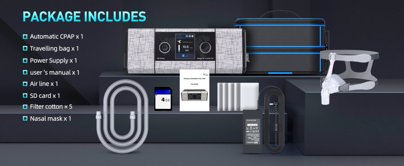 LCD Screen Auto CPAP Machine for Sale Sleep Apnea Ventilator with Hose (3)
