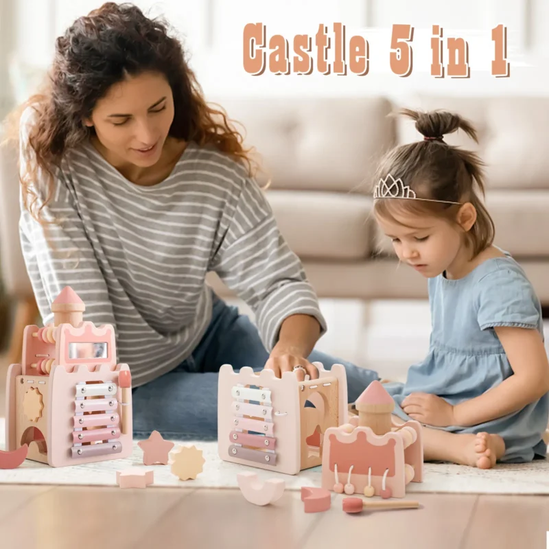 Alternative view of Castle 5 in 1 Sensory wooden baby toys for Girl