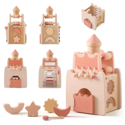 Castle 5 in 1 Sensory wooden baby toys for Girl