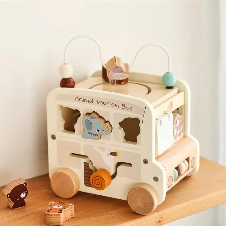 Wooden Bus 5 in 1 Sensory Toys for Babies - Image 6