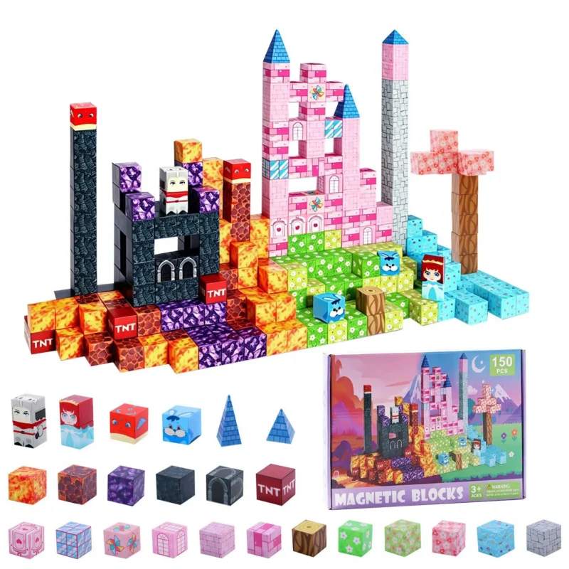 150PCS Eco-friendly 3D Magnetic Tiles for Boy Girl