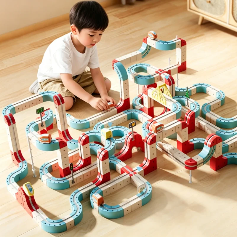 DIY Magnetic Rail Car Toy Set for Toddlers and Kids