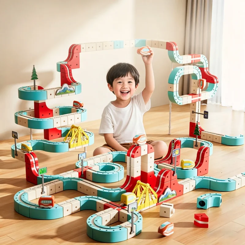 Alternative view of DIY Magnetic Rail Car Toy Set for Toddlers and Kids