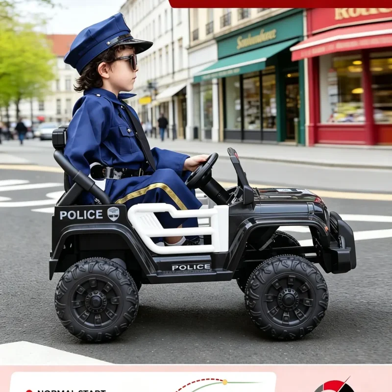 12V Kids Electric Ride On Police Car with Remote Control - Image 4