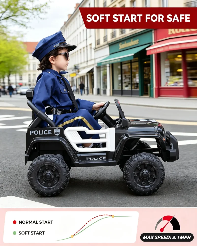 12V Kids Electric Ride On Police Car with Remote Control - Image 4