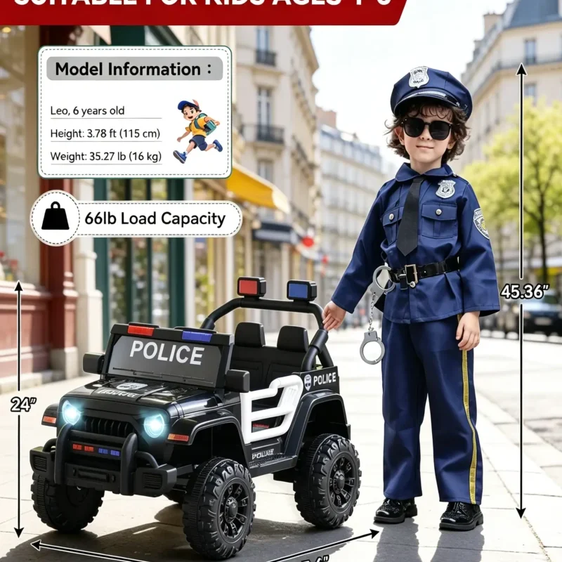 12V Kids Electric Ride On Police Car with Remote Control - Image 5