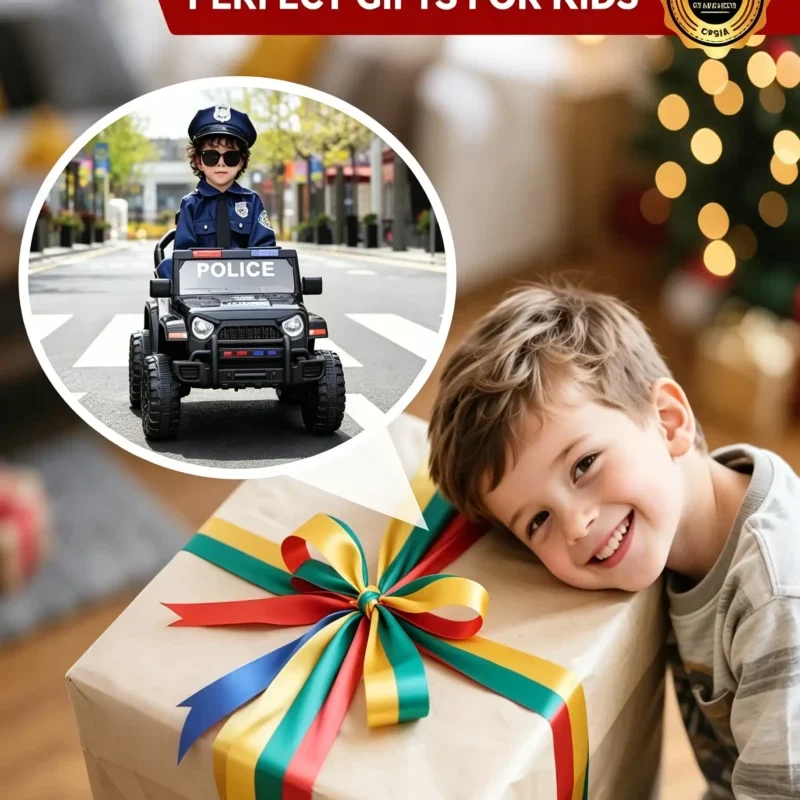12V Kids Electric Ride On Police Car with Remote Control - Image 7