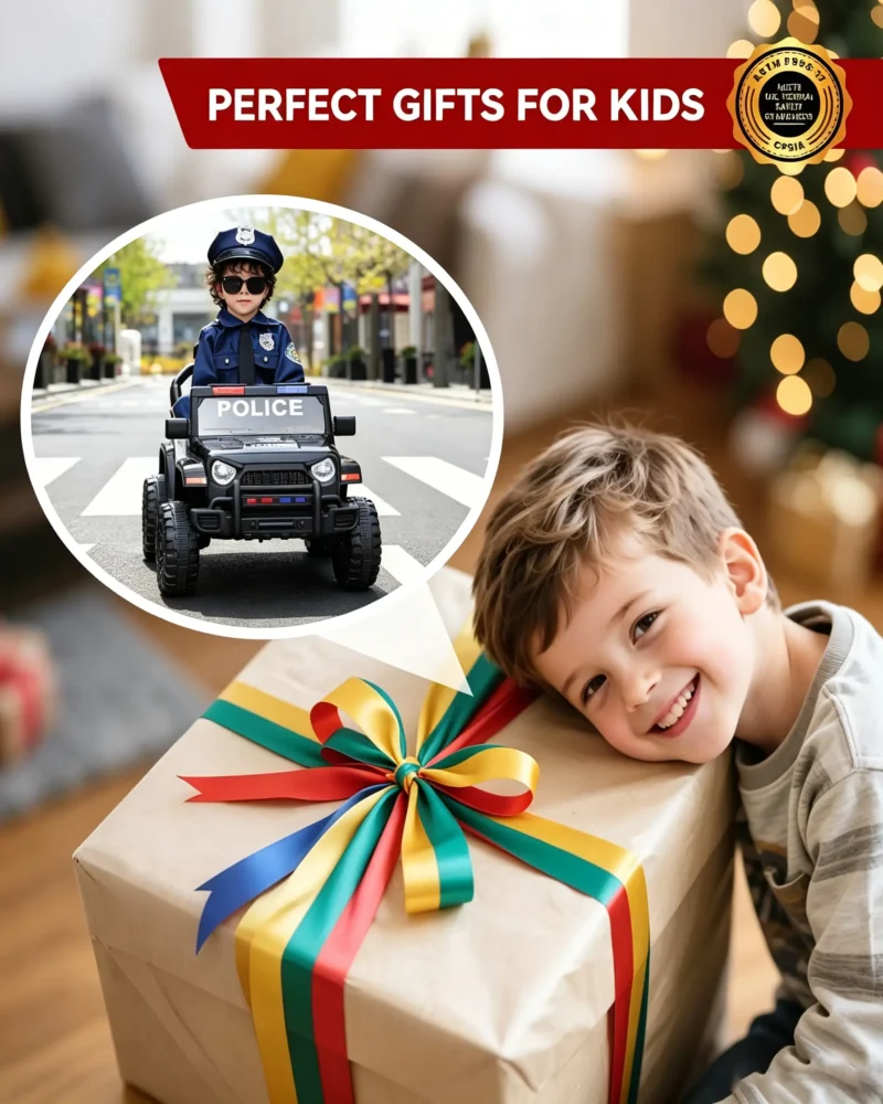 12V Kids Electric Ride On Police Car with Remote Control - Image 7